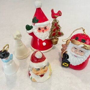 Vintage Lot Of Santa Christmas Holiday Bells Trees Japan Napco Snowman
